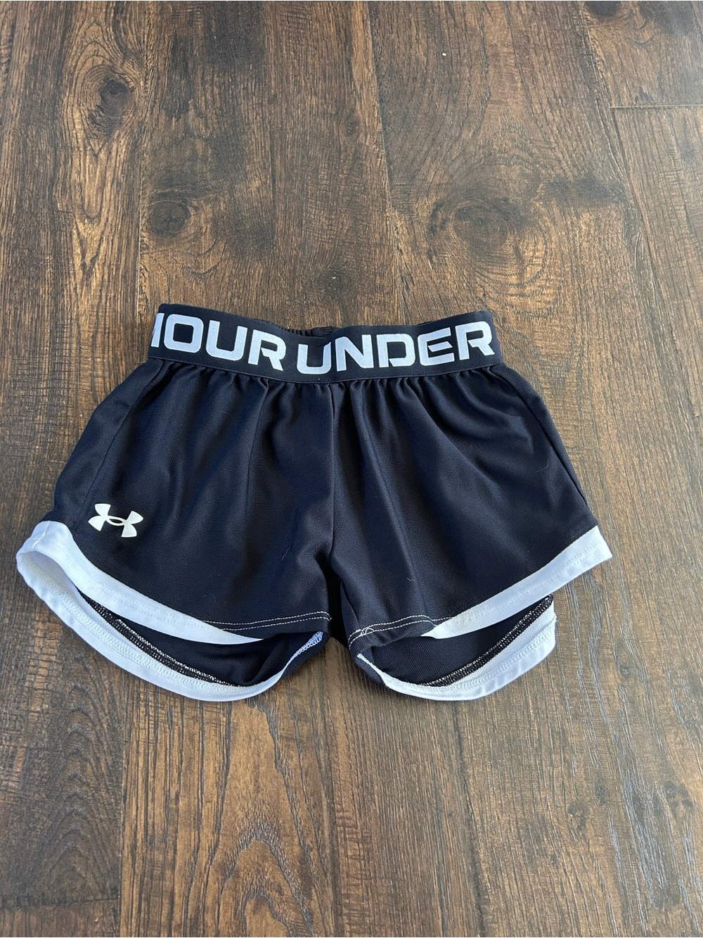 Under Armour Black Athletic Shorts with White Trim